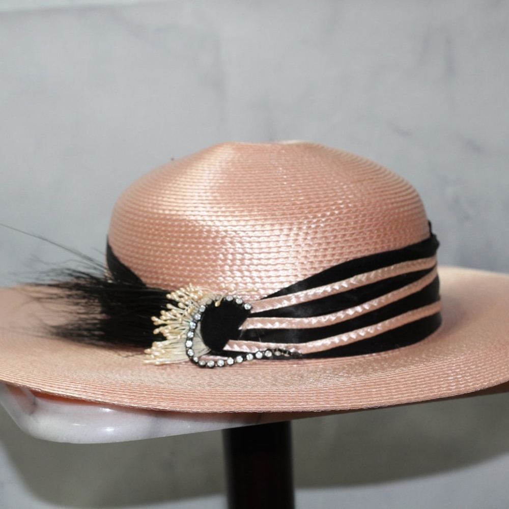 Pink & Black Wide Brim Hat (7 3/8)